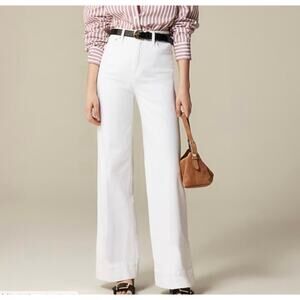 J Crew Women's High Rise Denim Trouser Jean Size 29 White Wide Leg
